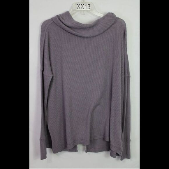 We The Free Free people The Rosa Ribbed Long-Sleeve Lavendar Size XS Split back - Picture 1 of 5